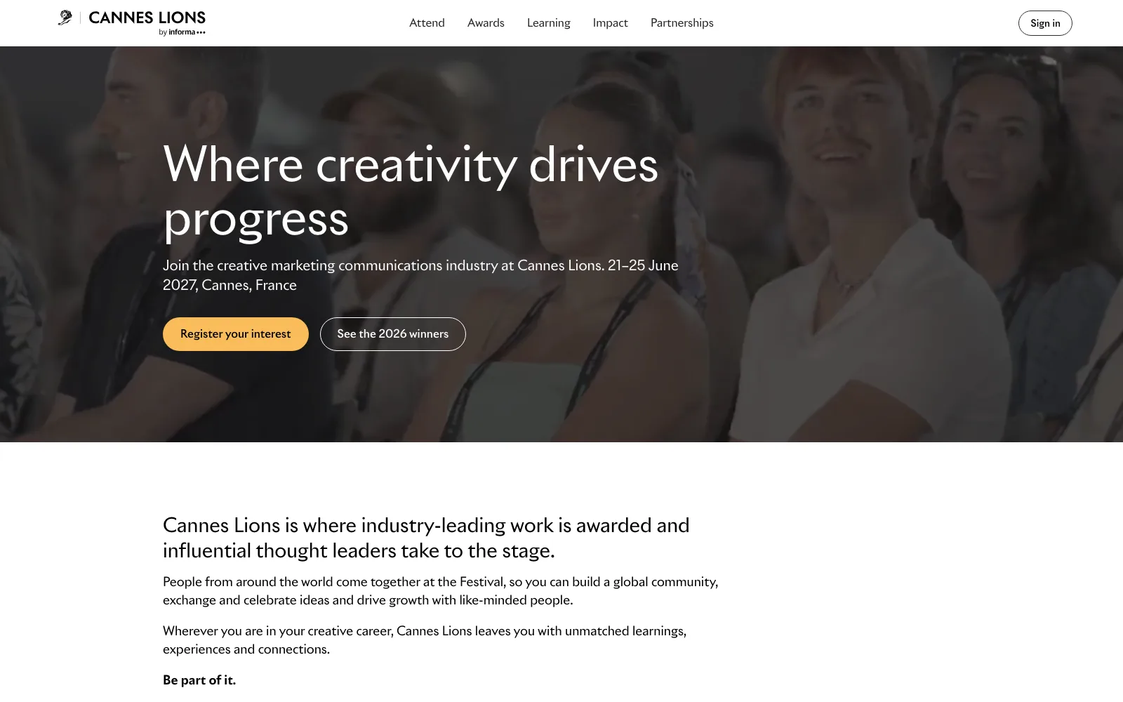 Cannes Lions homepage